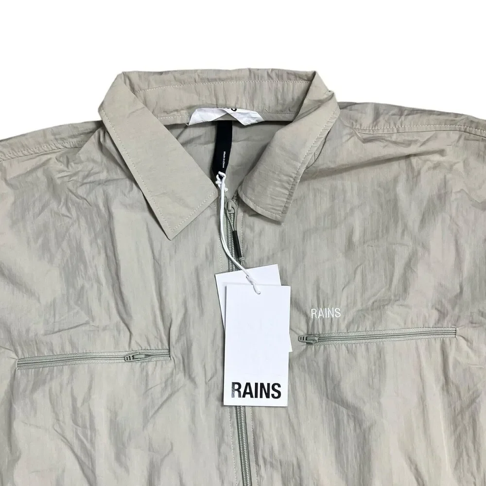 Rains‎ Jacket Men’s XL Cement Full Zip Collar 18690 Woven Athletic Shirt Pockets